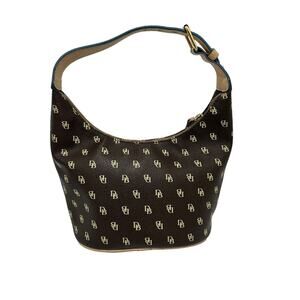 Dooney & Bourke Monogram Logo Mini Hobo Bucket Bag Purse Leather Vinyl Cute Rare